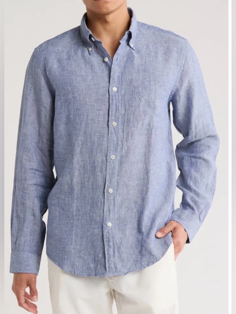 Brooks Brothers Regular Fit 100% Linen blue Button-Down Shirt plus size 4XL